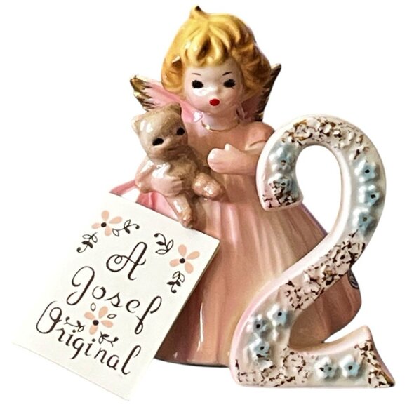 Josef Other - Vintage Josef Originals Birthday Angel Age 2 Pink Dress Teddy Bear Japan w/ Tag